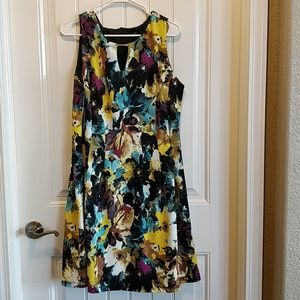 Colorful fit and flare dress, comfy, stretchy